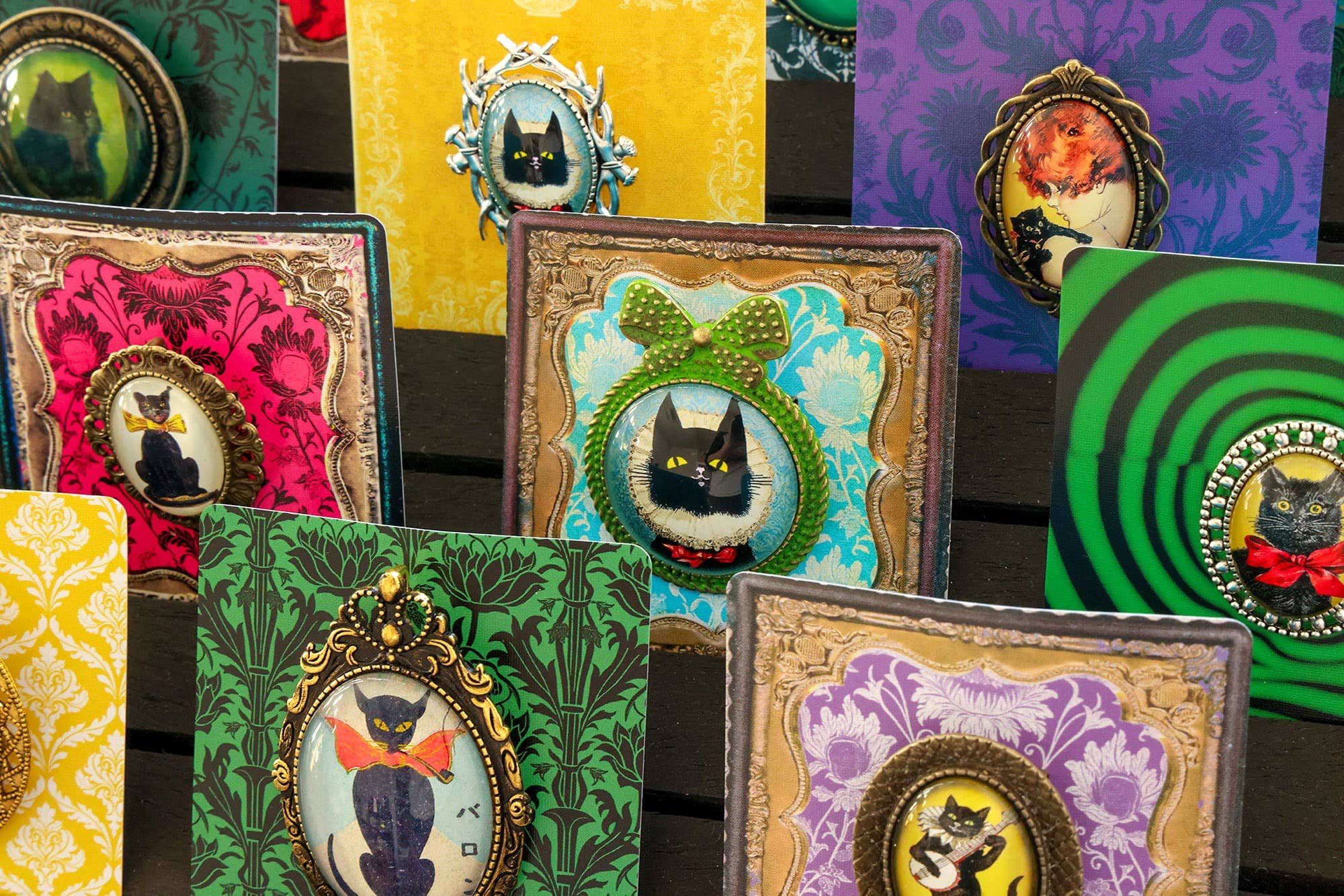 Vintage Black Cat Handmade Brooch - Black Cat Hiss – Nancy Thomas