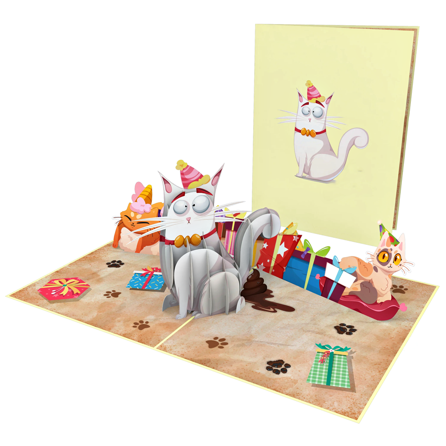 Greeting Card - Funny Cat Pop Up Card