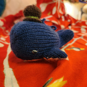 Hand-knit Blue Whale Ornament