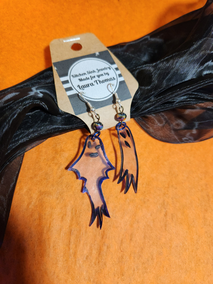 Halloween Spooky Earrings Sets  - Midnight Black Scarf & Floating Ghosts