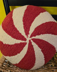 Peppermint Hand-Hooked Pillow