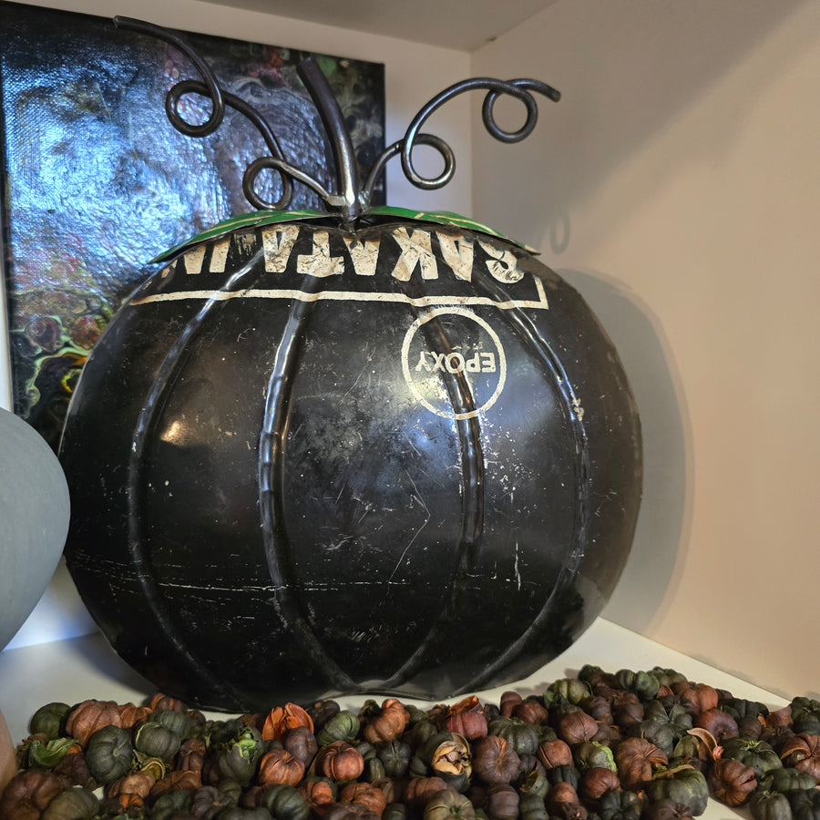 Black Recycled Metal Pumpkin