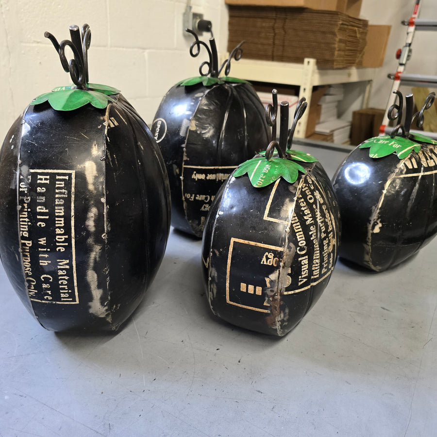 Black Recycled Metal Pumpkin