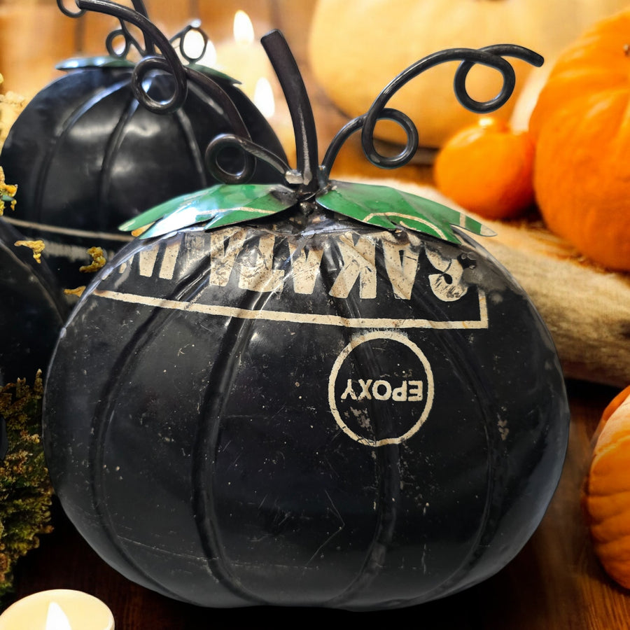 Black Recycled Metal Pumpkin