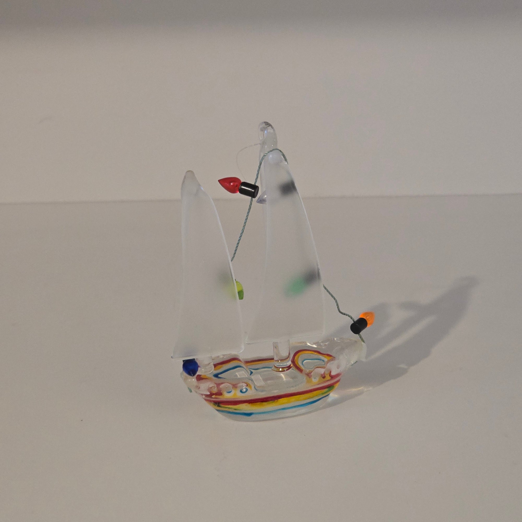 Sailboat With Lights - Glass Ornament