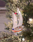 Sailboat With Lights - Glass Ornament