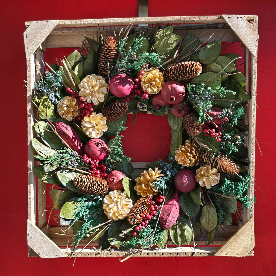 Golden Pinecone & Pomegranate Wreath