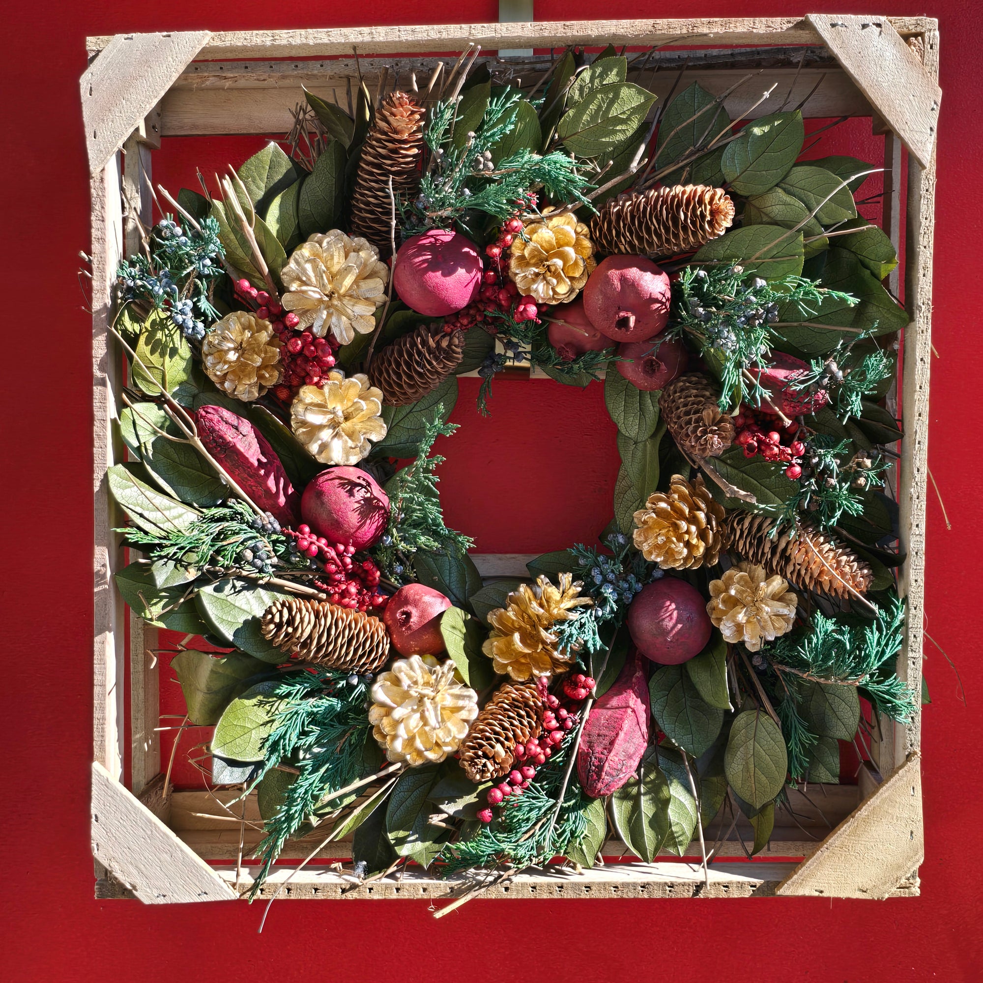Golden Pinecone &amp; Pomegranate Wreath