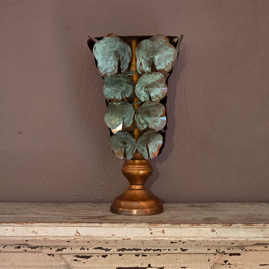 Copper Patina Finish Metal Leaf Vase (2 sizes)