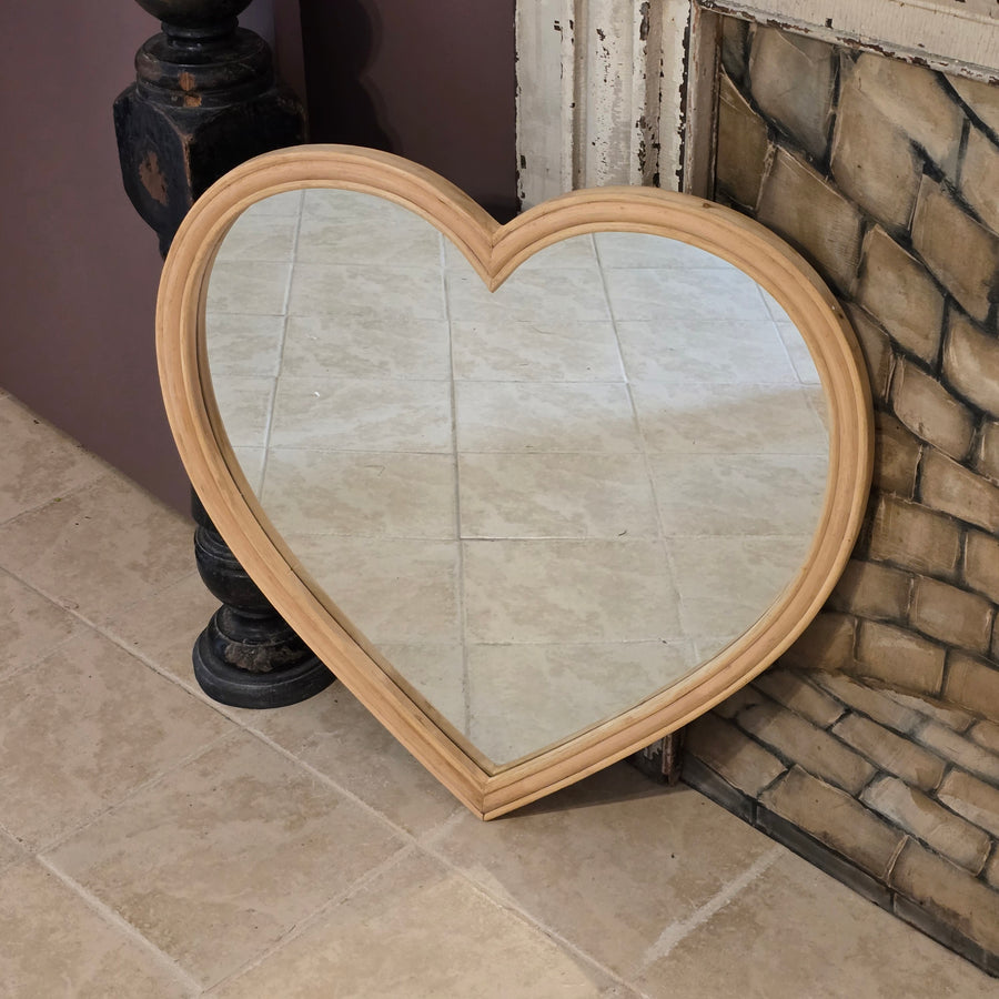 Wood Framed Heart Mirror