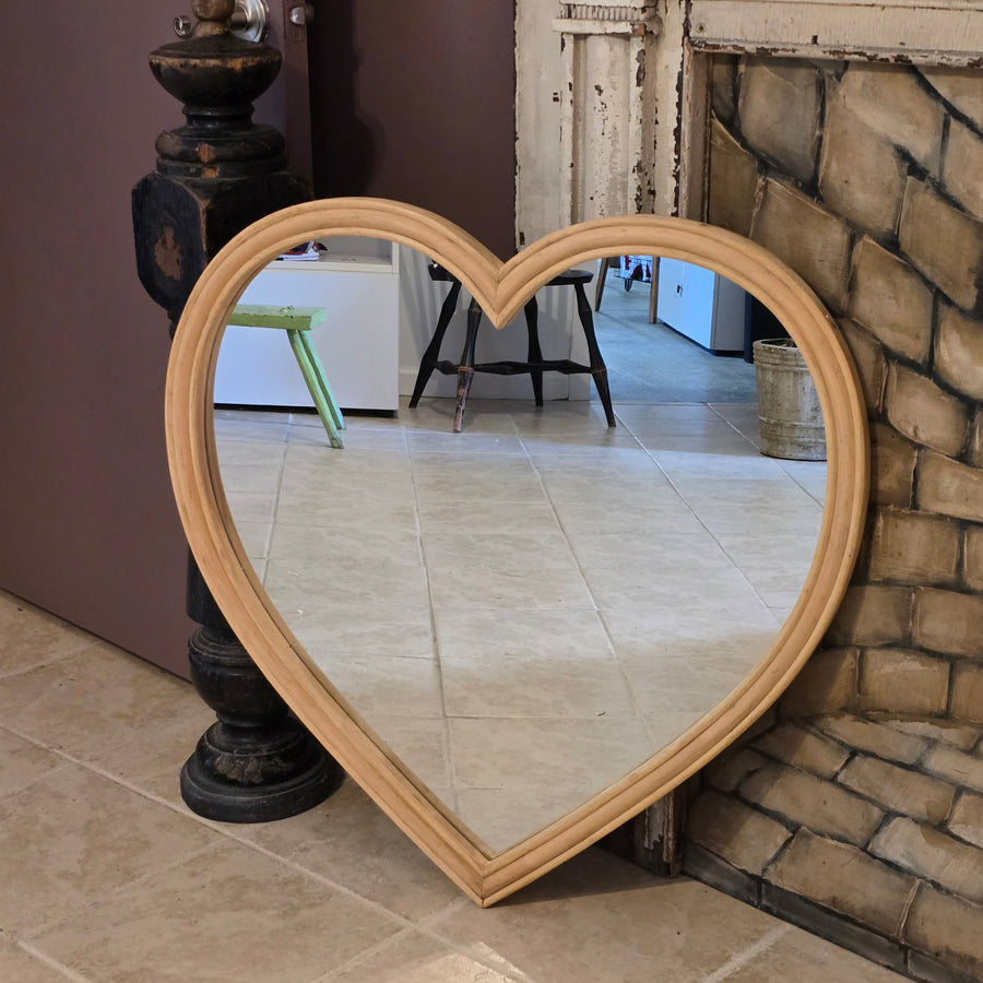 Wood Framed Heart Mirror