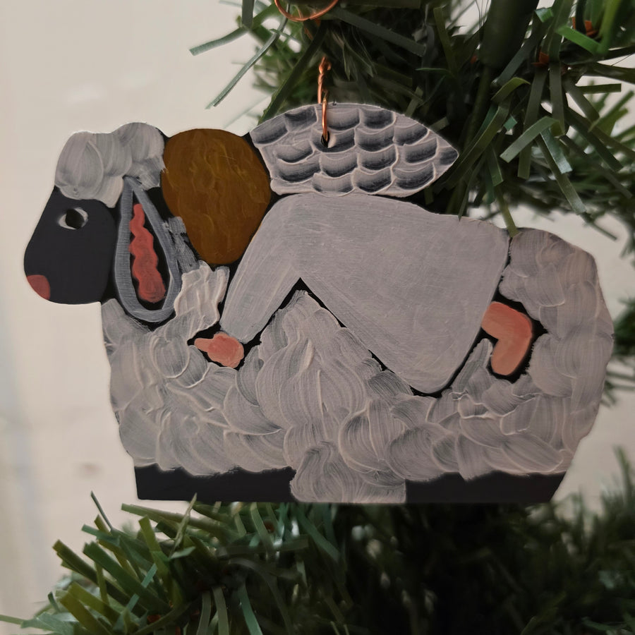 Nancy Thomas Angel on Lamb Ornament