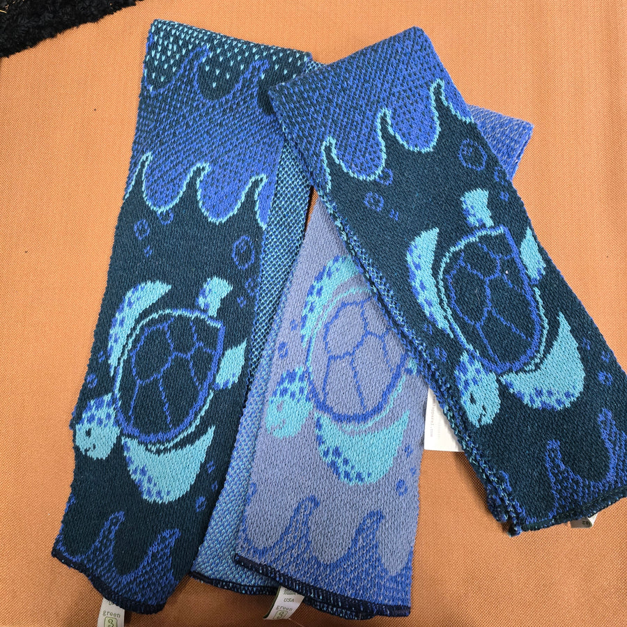 Recycled Cotton Sweater Knit Scarf - Sea Turtles