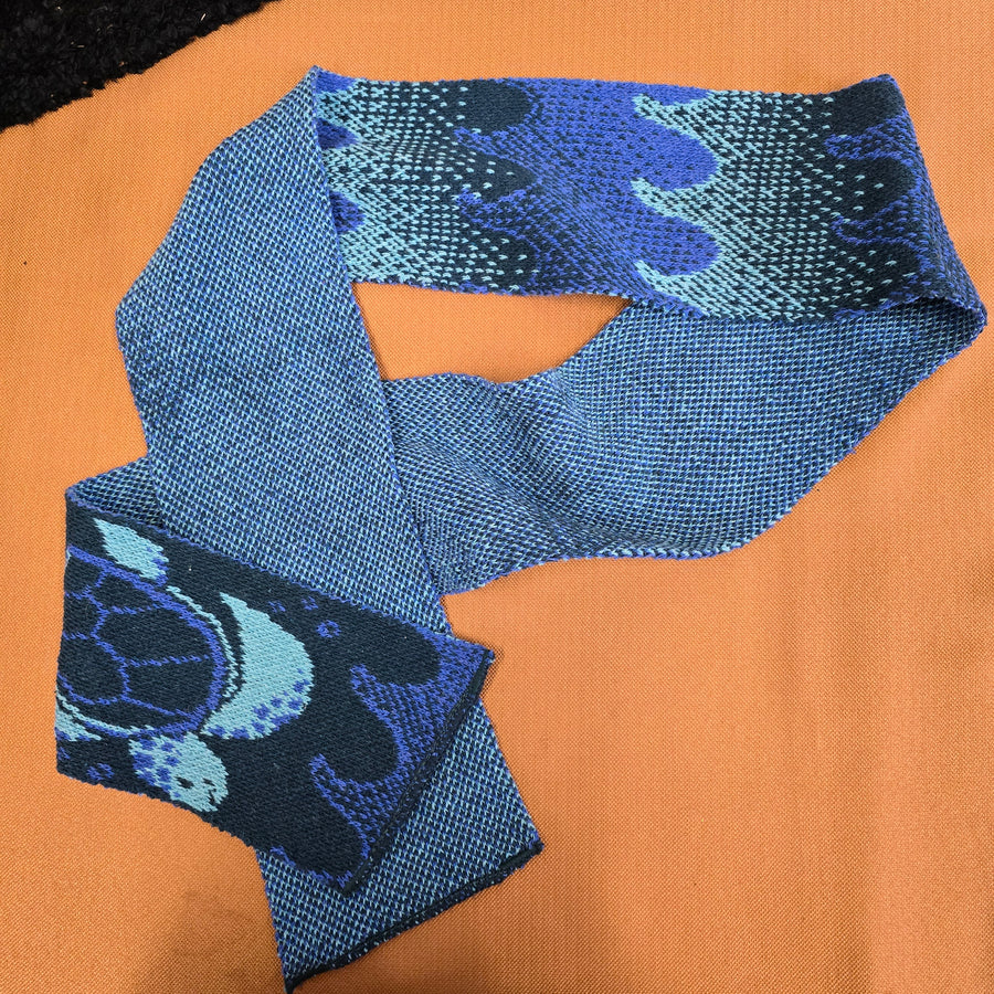 Recycled Cotton Sweater Knit Scarf - Sea Turtles