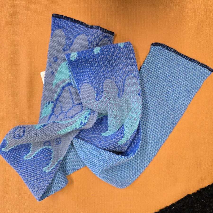 Recycled Cotton Sweater Knit Scarf - Sea Turtles