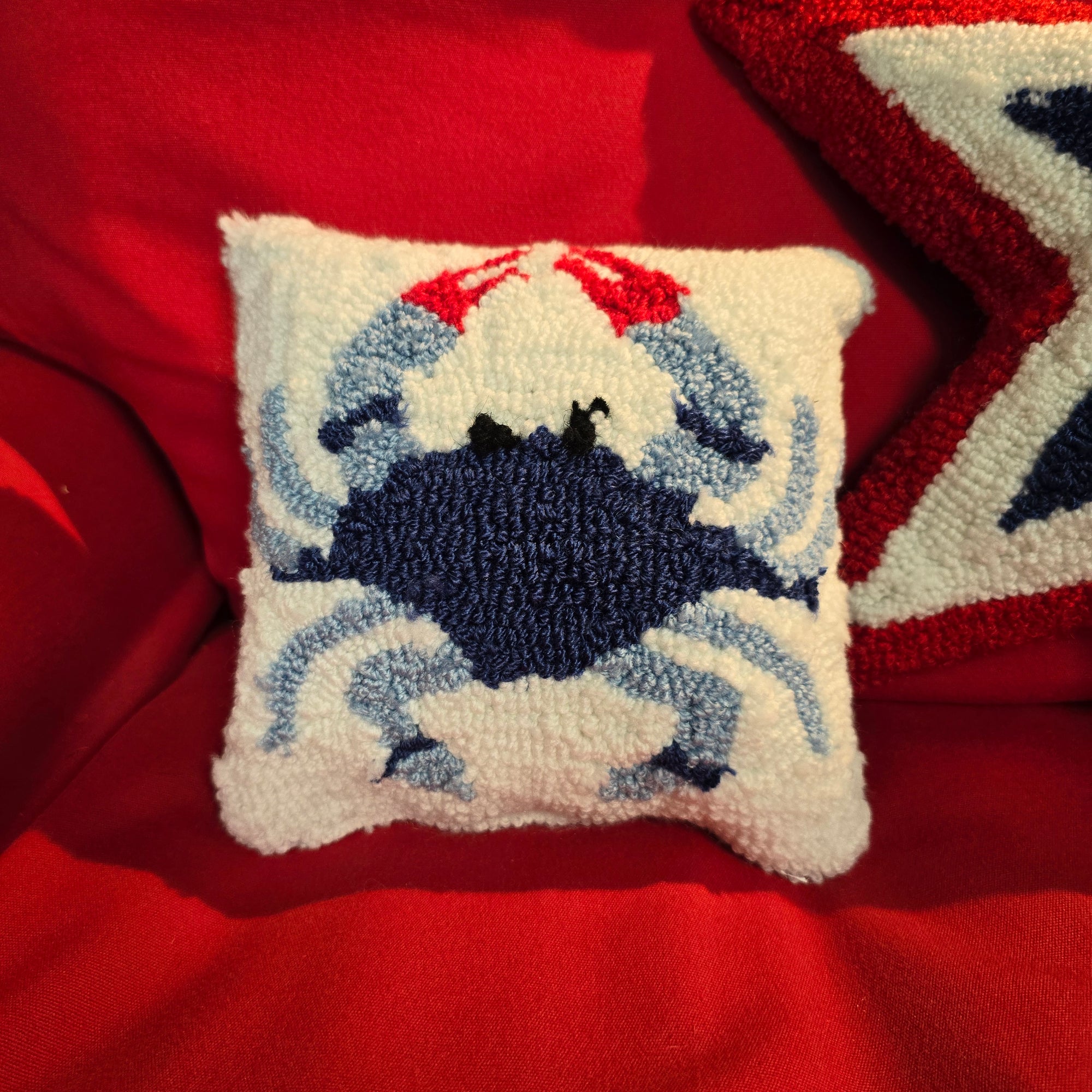 Coastal Blue Crab Throw Pillow "AS IS"