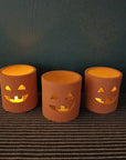 Terra Cotta Jack O' Lantern Votive Candle Holders
