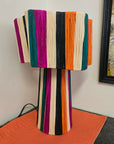 Striped Raffia Table Lamp - Multicolor