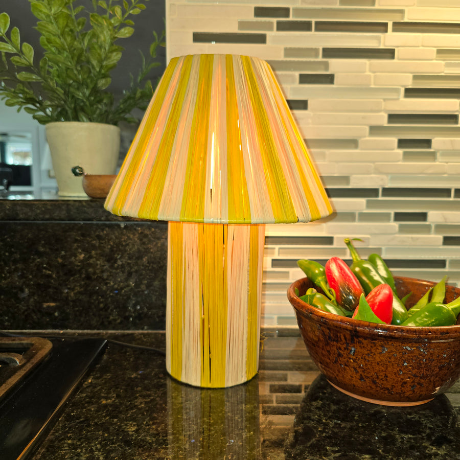 Golden Yellow Striped Raffia Lamps (3 sizes to choose from)