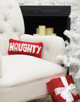 Naughty And Nice Reversible Christmas Throw Pillow