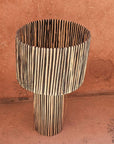 Striped Raffia Table Lamp - Black/Natural