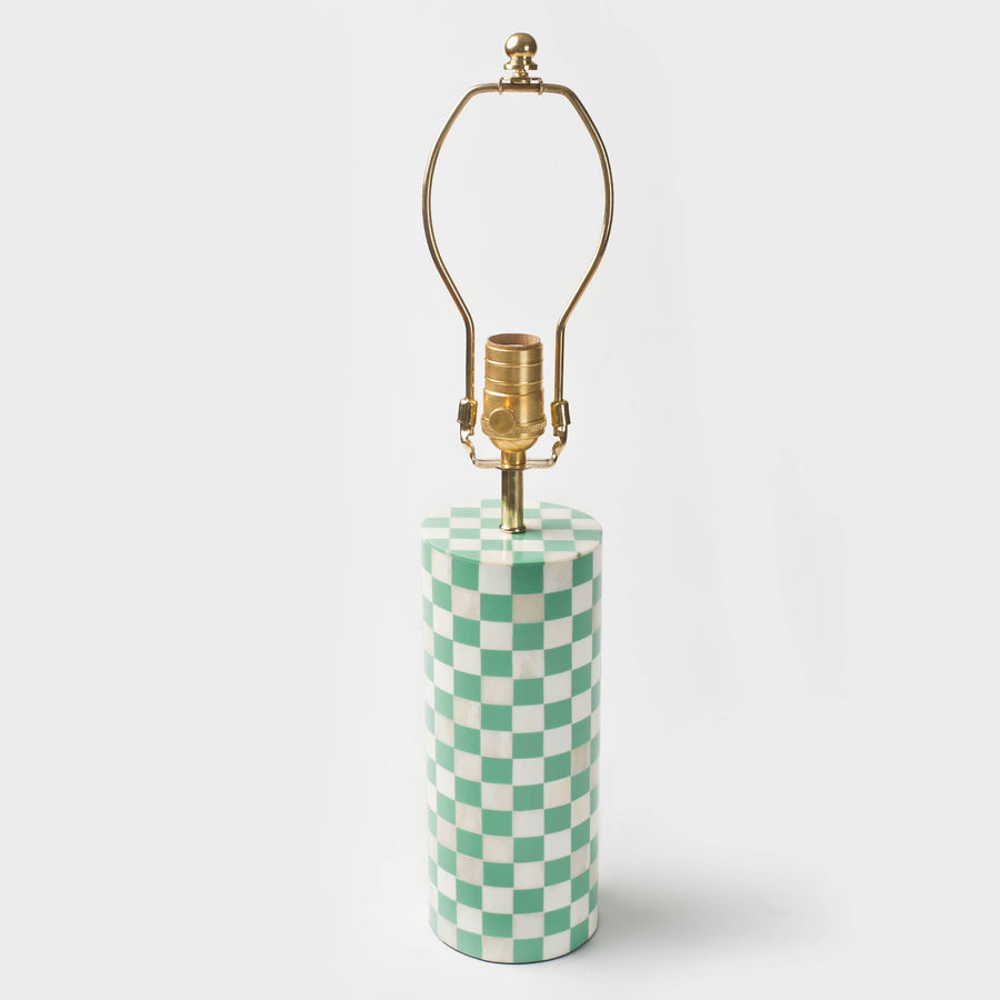 Checker Table Lamp - Aqua Blue