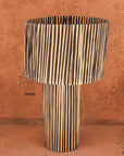 Striped Raffia Table Lamp - Black/Natural