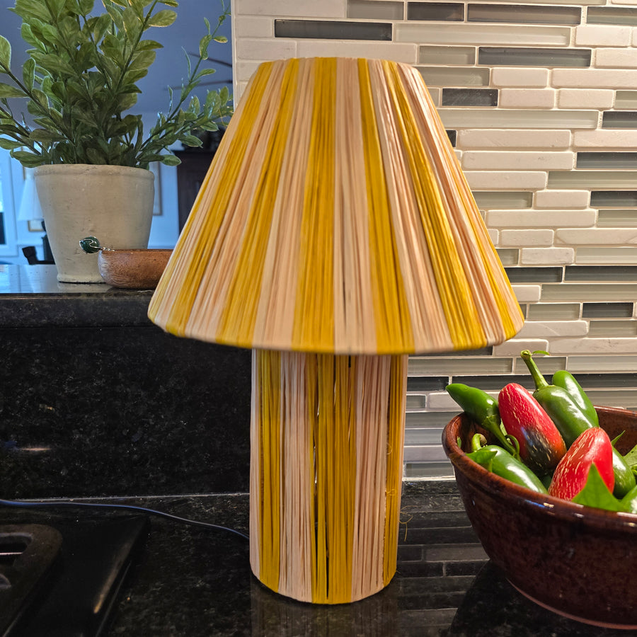 Golden Yellow Striped Raffia Lamps (3 sizes to choose from)