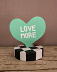 Candy Heart Table Topper- Mint Green: "I Love You"/"Love More"