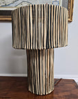 Striped Raffia Table Lamp - Black/Natural