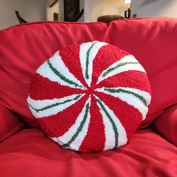 Christmas Peppermint Candy Shaped Throw Pillow