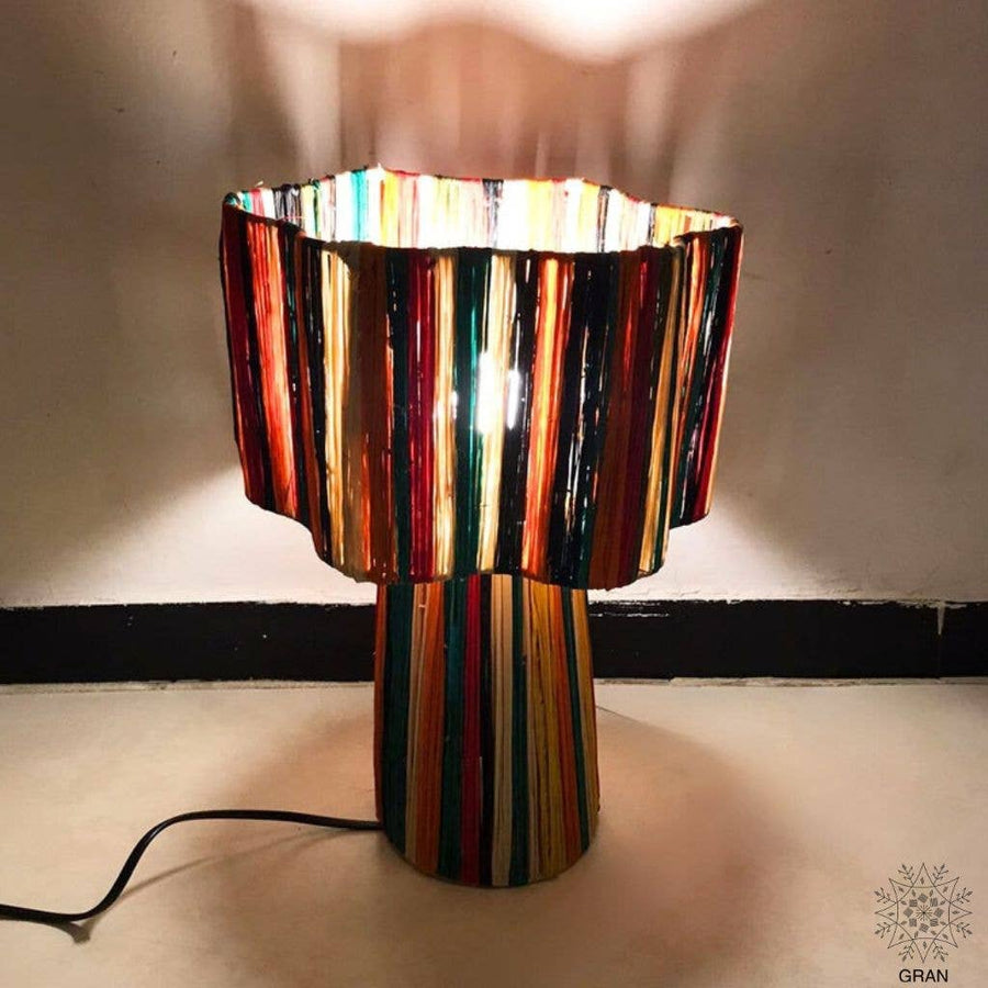 Striped Raffia Table Lamp - Multicolor