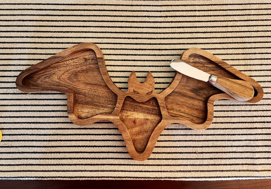 Halloween Bat Charcuterie Serving Board With Spreader