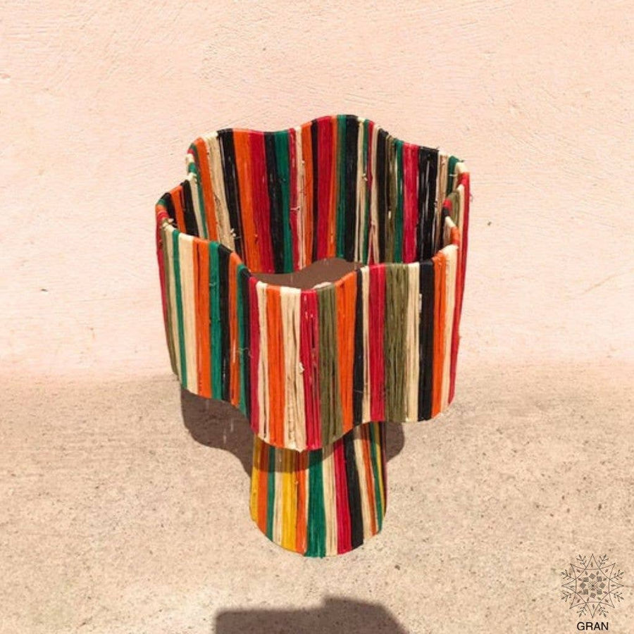 Striped Raffia Table Lamp - Multicolor