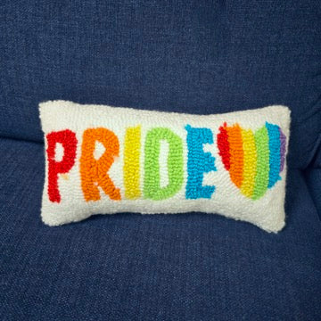 Rainbow Heart Hooked Pillow