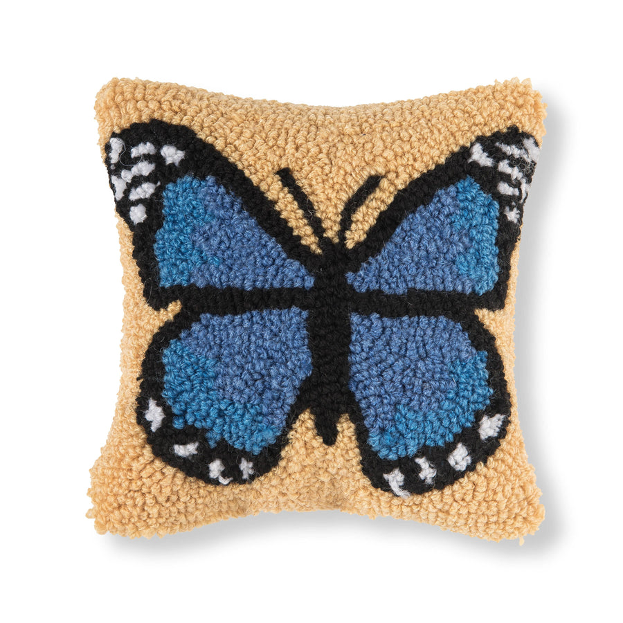 Butterfly Blue Hooked Throw Pillow