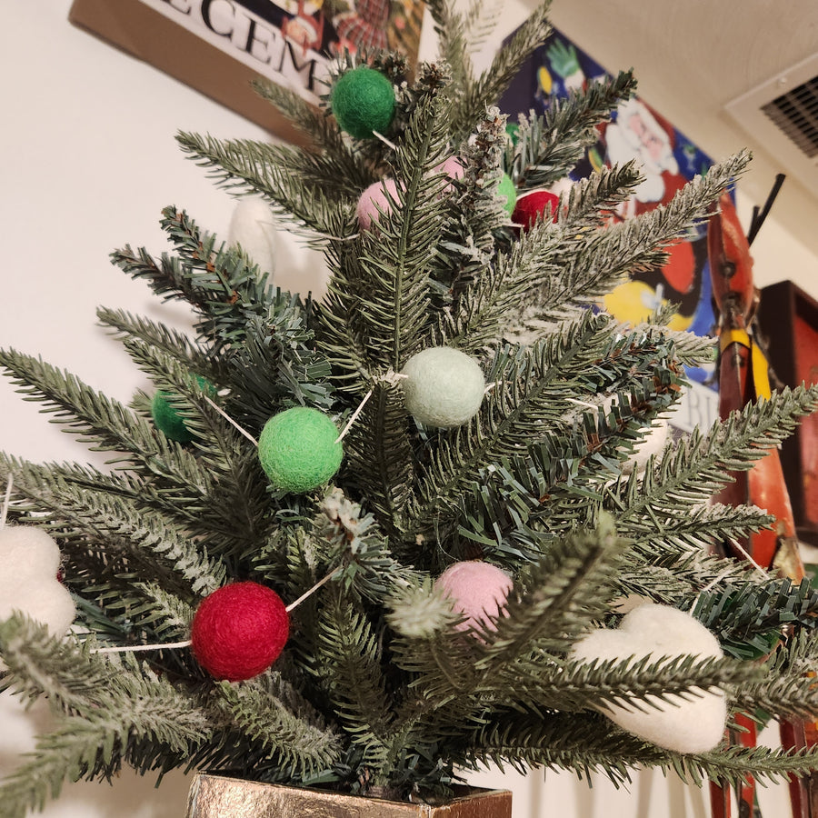 Peppermint Colored Felted Wool Christmas Garland