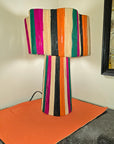 Striped Raffia Table Lamp - Multicolor