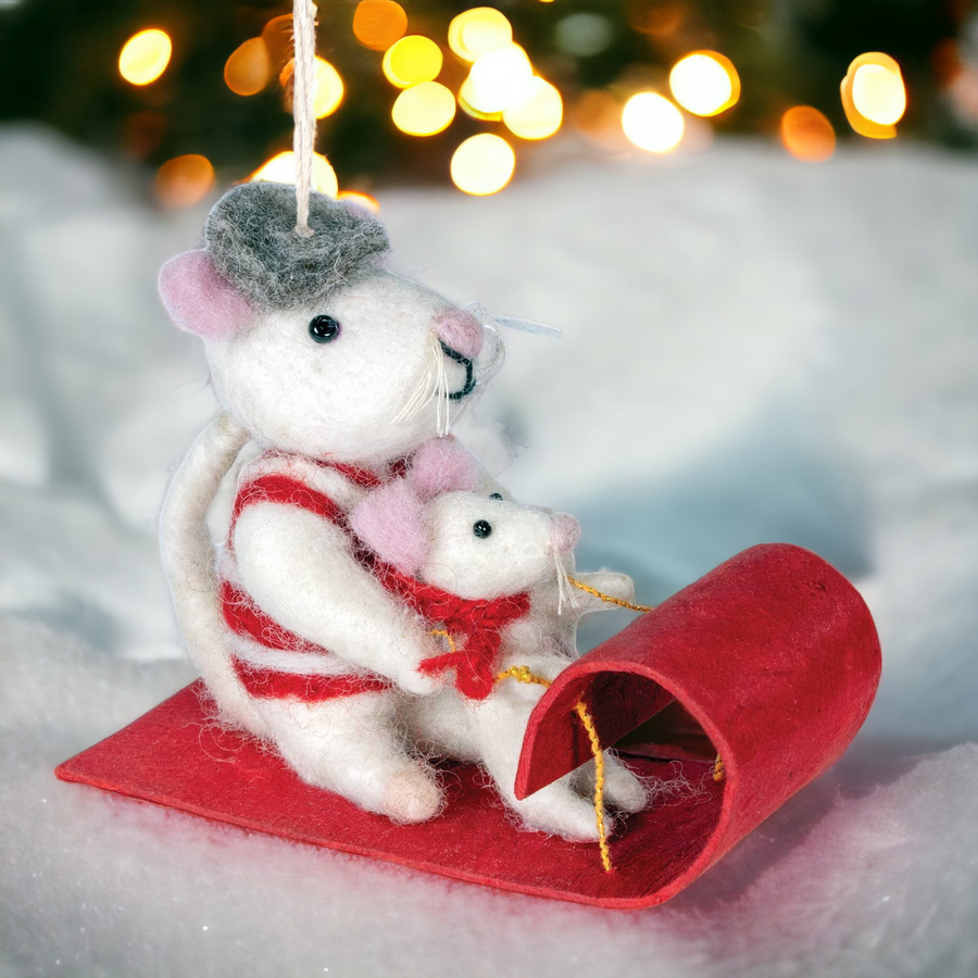 Toboggan Mice Ornament