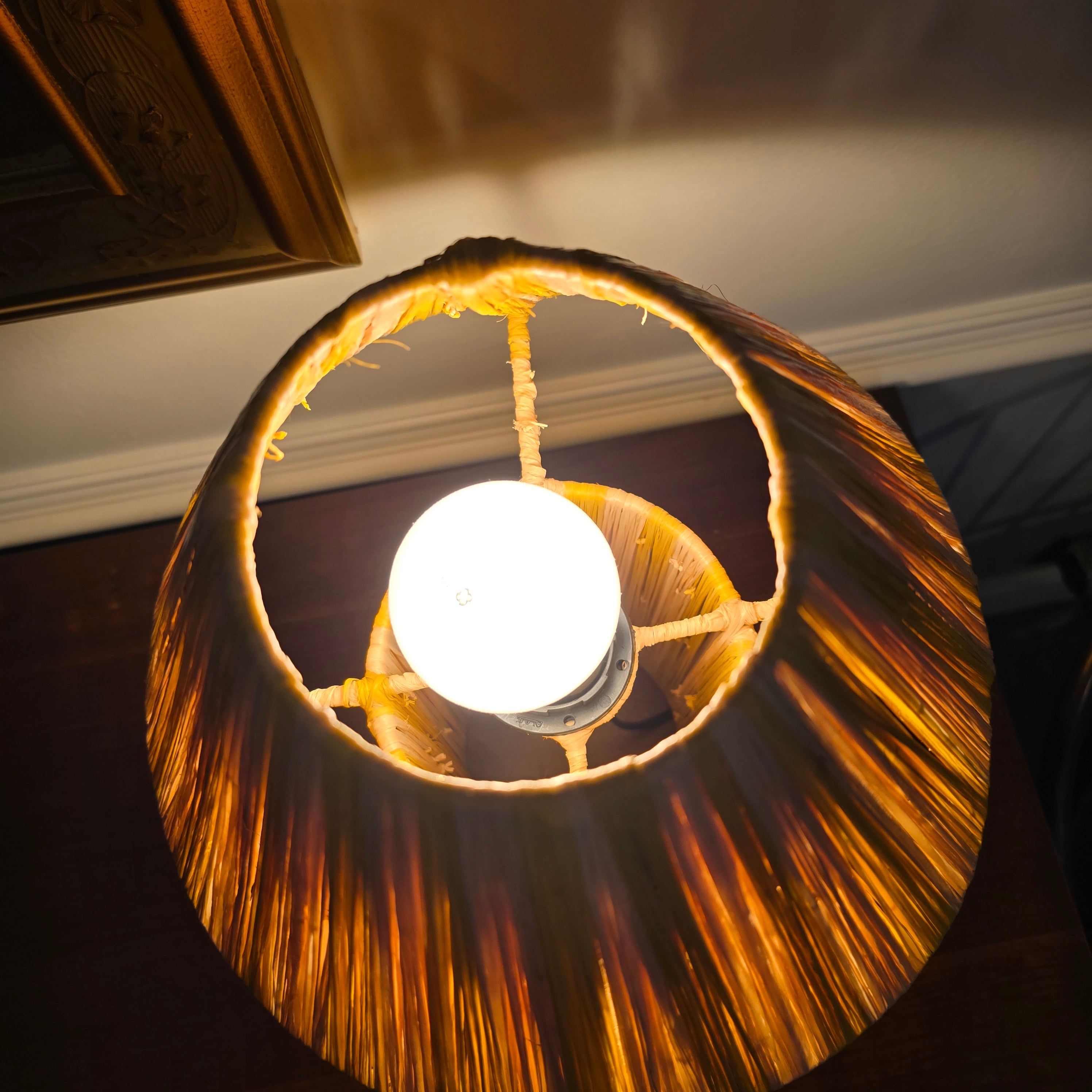 Golden Yellow Striped Raffia Lamps (3 sizes to choose from