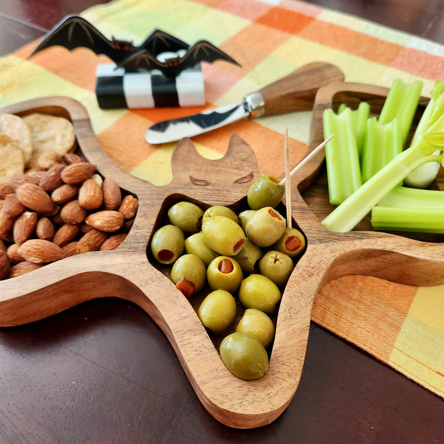 Halloween Bat Charcuterie Serving Board With Spreader