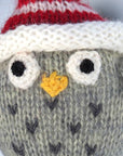 Hand-knit Owls with Hats Ornament