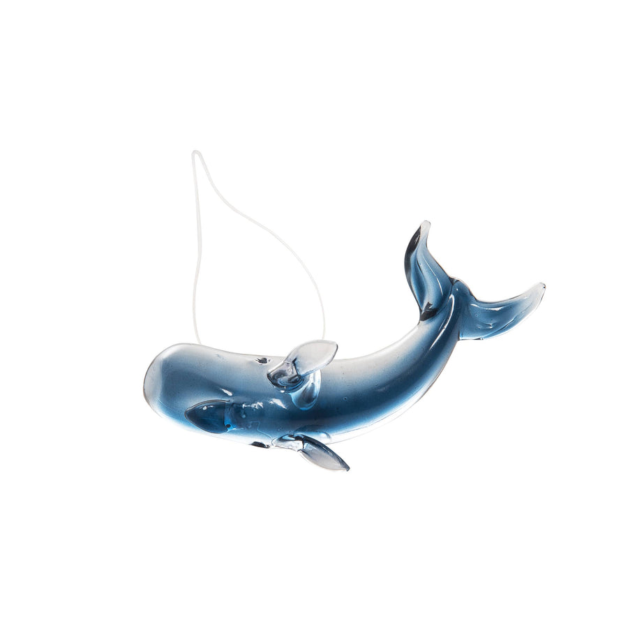 Christmas Whale Glass Ornament