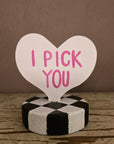 Candy Heart Table Topper- Mint Green: "I Love You"/"Love More"