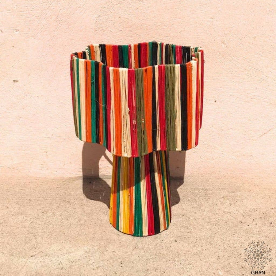 Striped Raffia Table Lamp - Multicolor