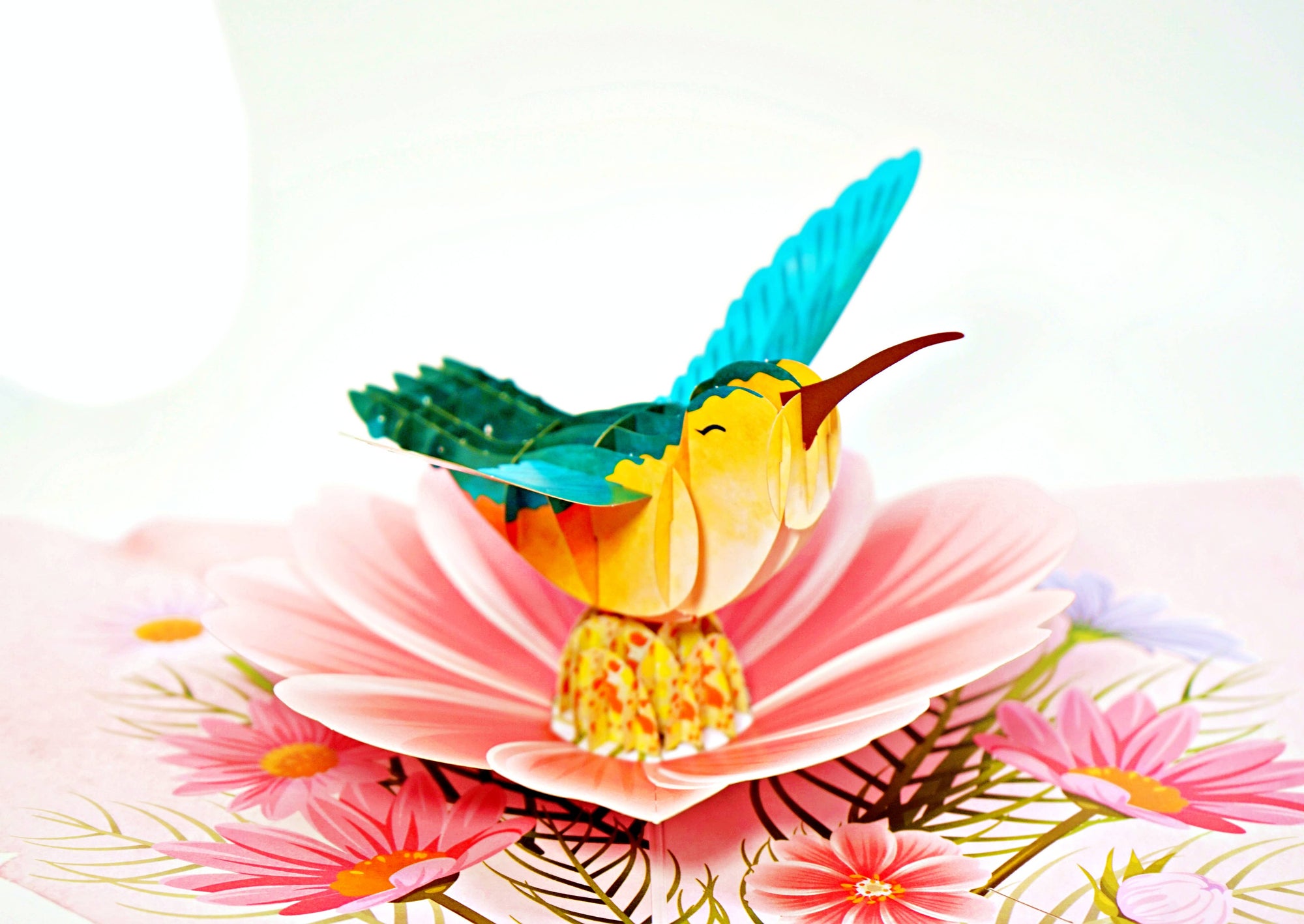 3D Pop-up Card - Hummingbird w/ Flowers (First Class Forever stamp included)