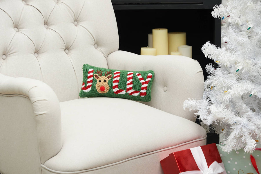 Christmas Jolly Deer Throw Pillow