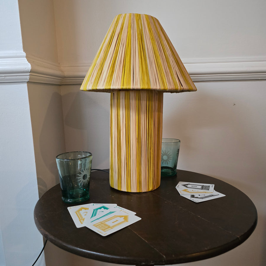 Golden Yellow Striped Raffia Lamps (3 sizes to choose from)