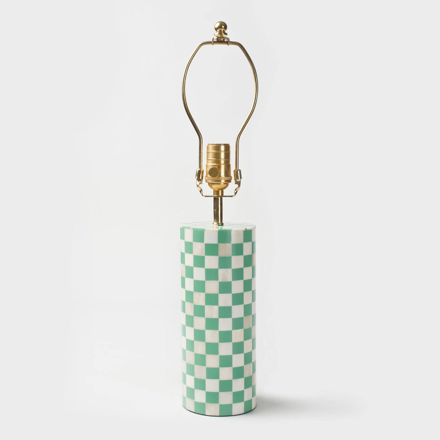 Checker Table Lamp - Aqua Blue