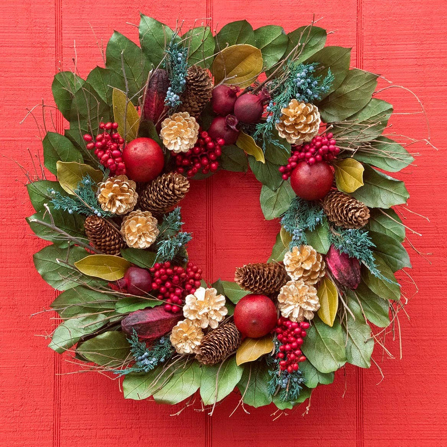 Golden Pinecone & Pomegranate Wreath